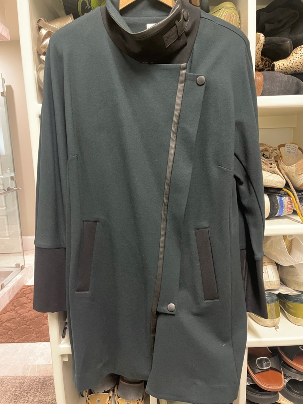 CAbi Moto Asymmetric Zip-Trim Coat